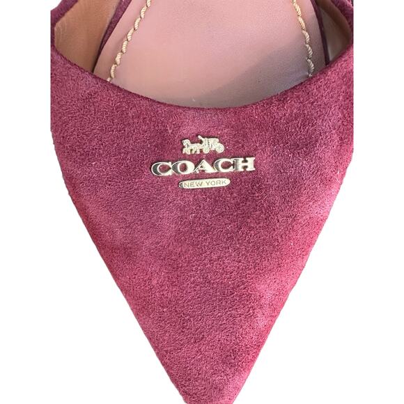 COACH Maroon Suede Pointed Toe Flats - Picture 3 of 5